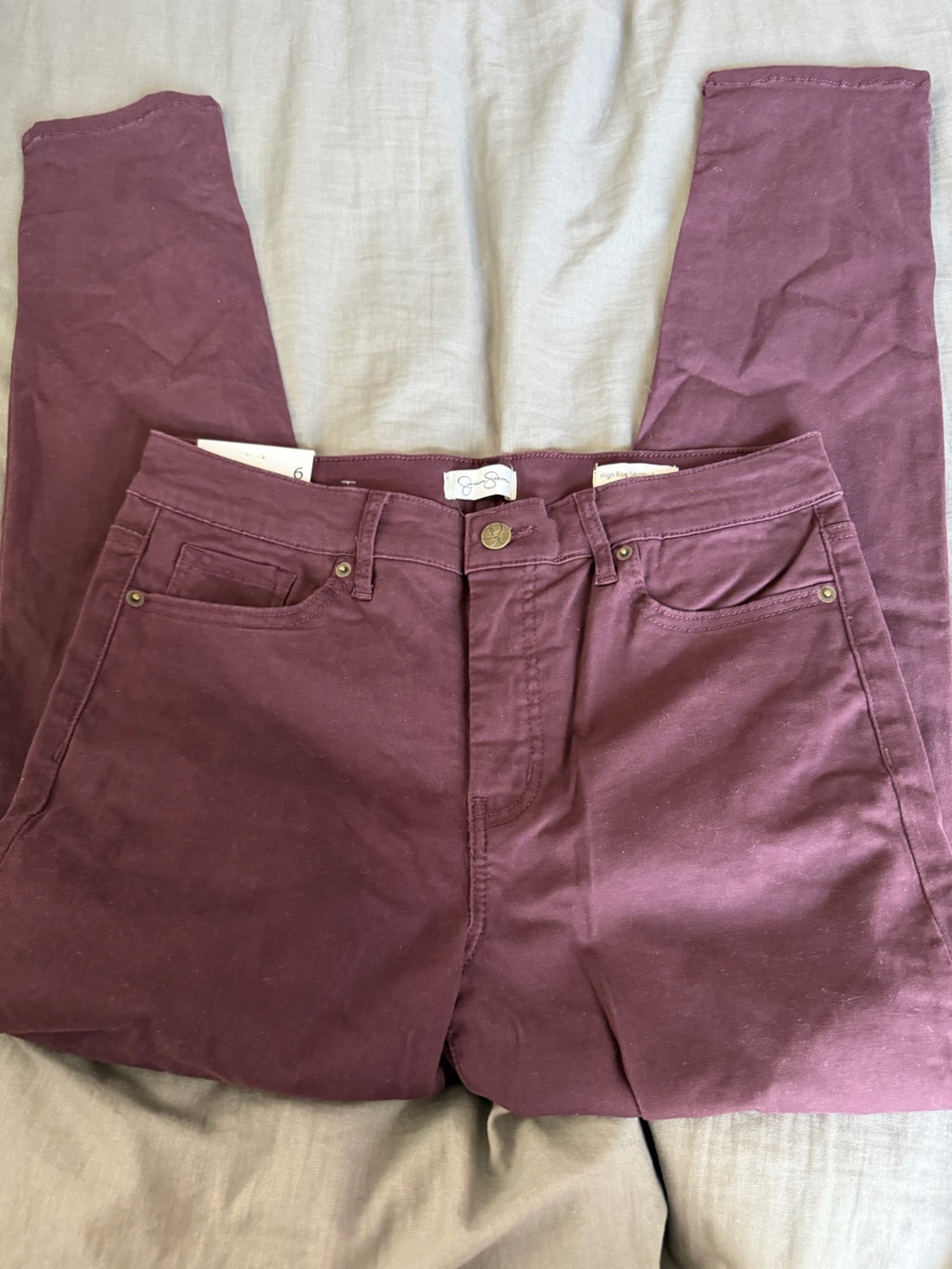 NWT Jessica Simpson Wine High-Rise Skinny Ankle Jeans 6